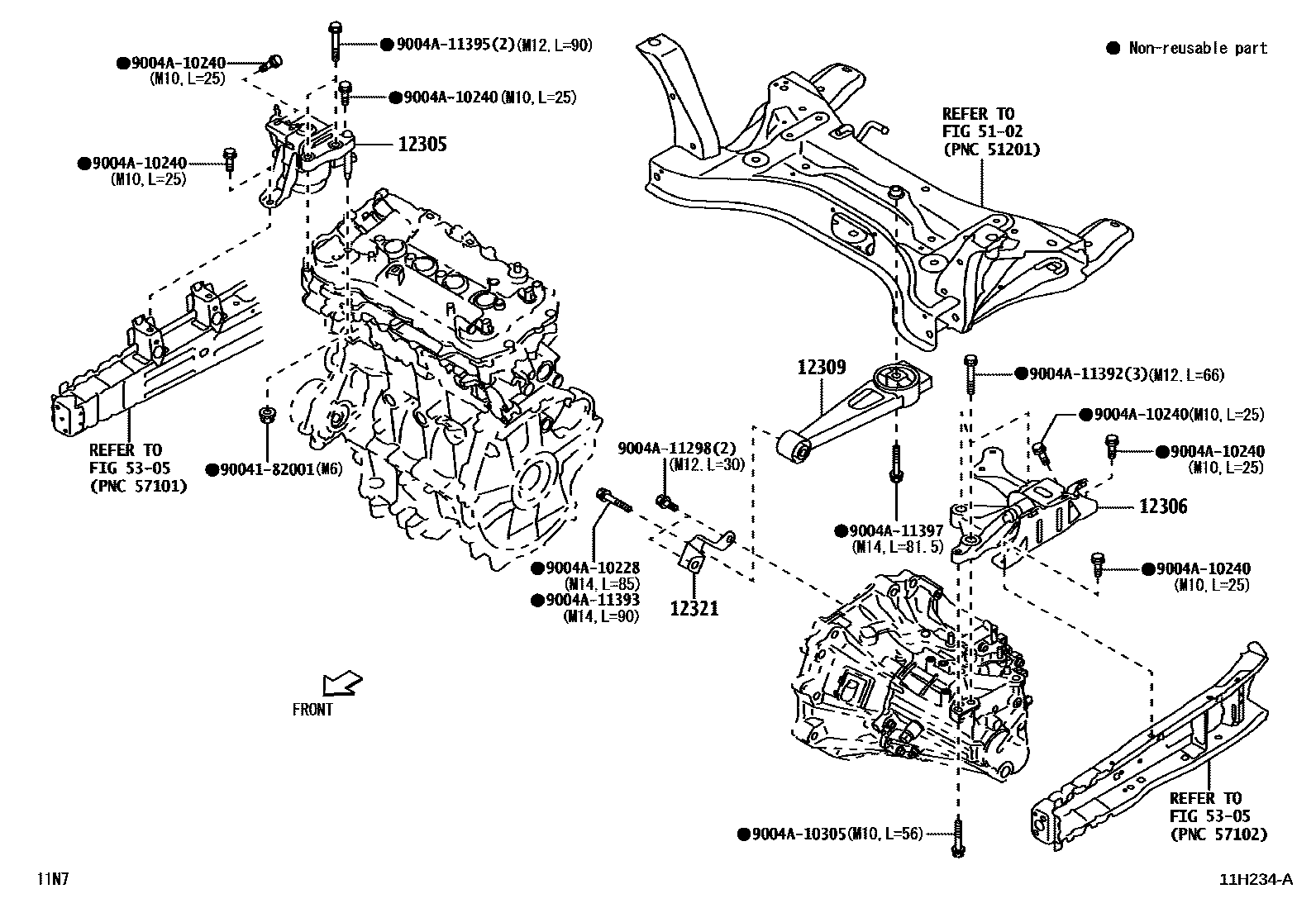 Toyota YARIS Engine Mounting EPC diagram — 11H234A
