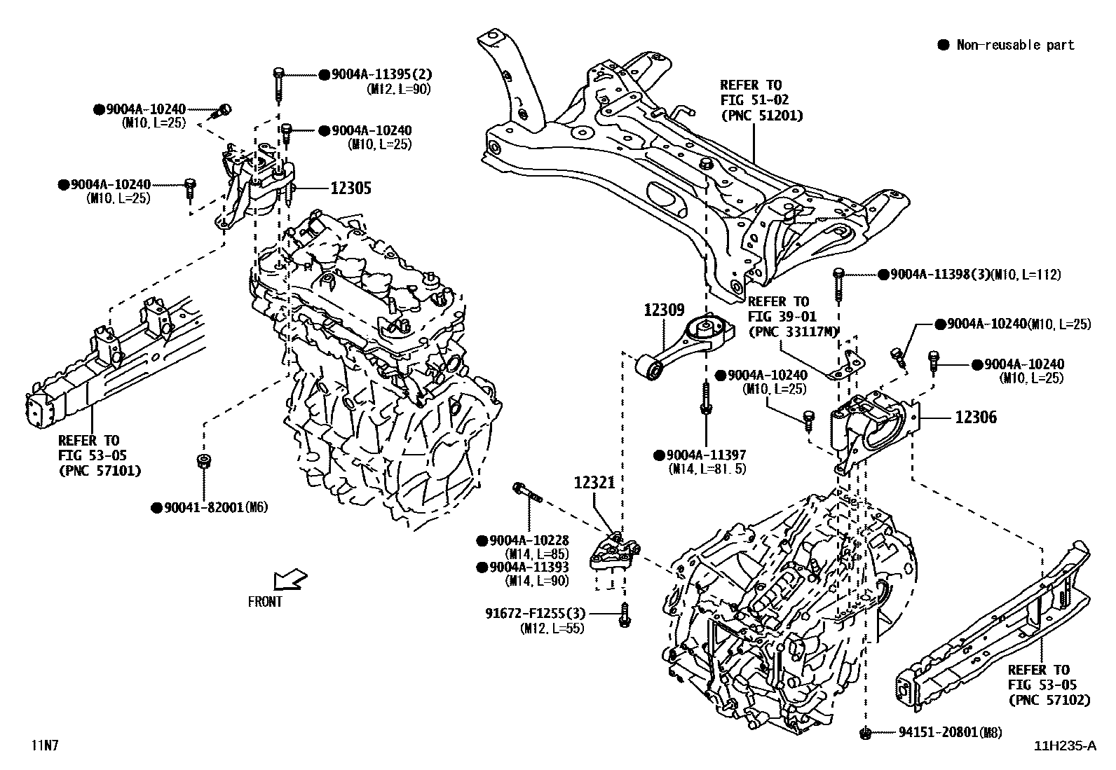 Toyota YARIS Engine Mounting EPC diagram — 11H235A