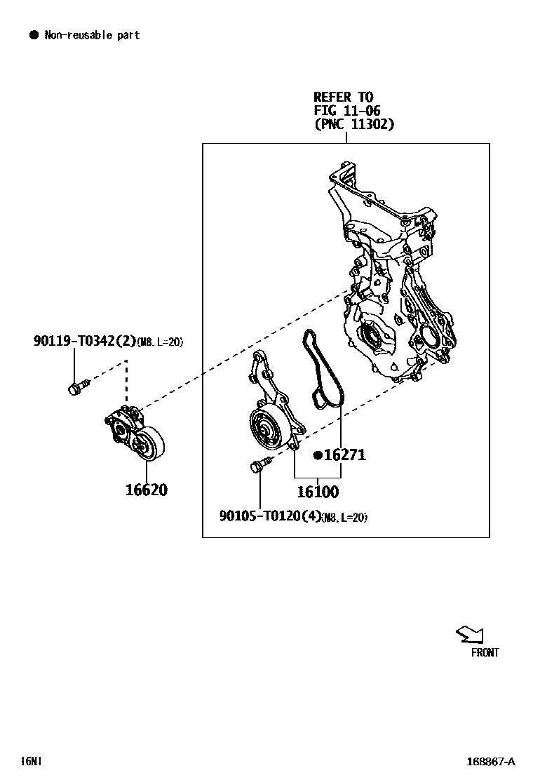 Toyota YARIS Water Pump EPC diagram — 168867A