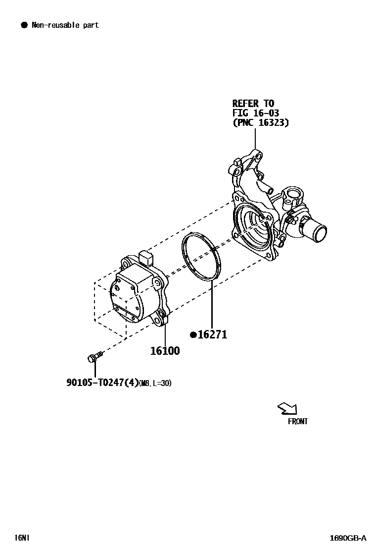 Toyota YARIS Water Pump EPC diagram — 1690GBA