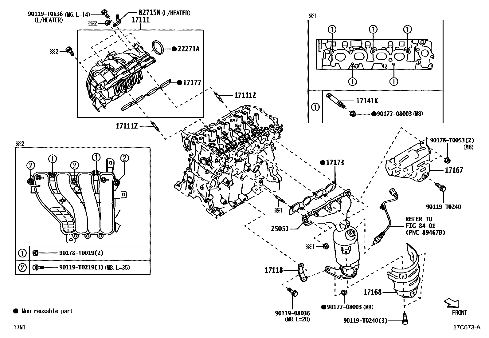 Toyota YARIS Manifold EPC diagram — 17C673A