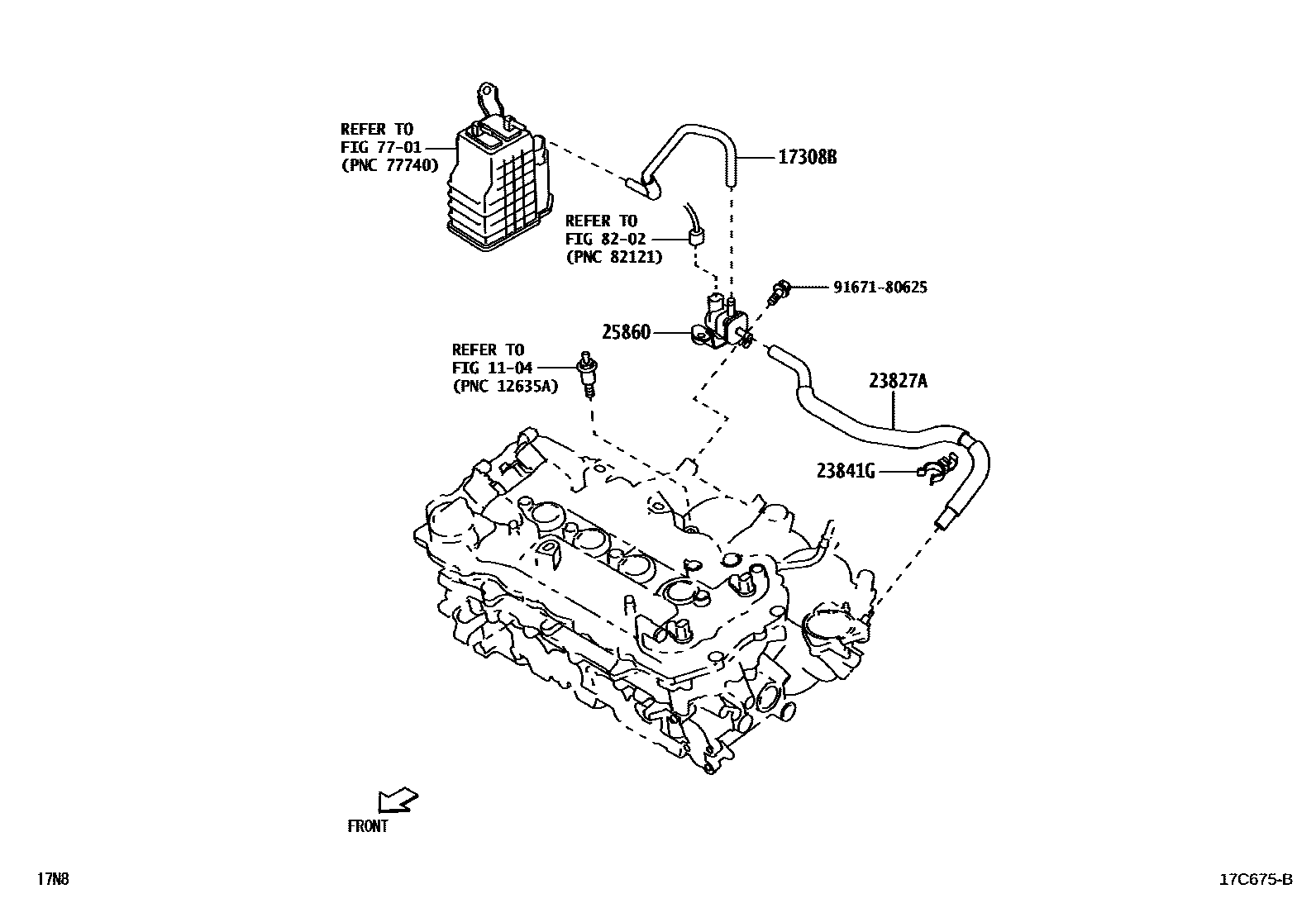 Toyota YARIS vacuum tube EPC diagram — 17C675B