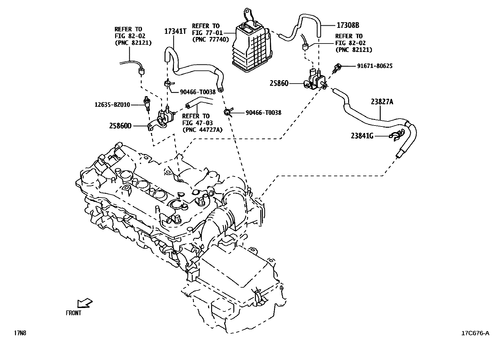 Toyota YARIS vacuum tube EPC diagram — 17C676A