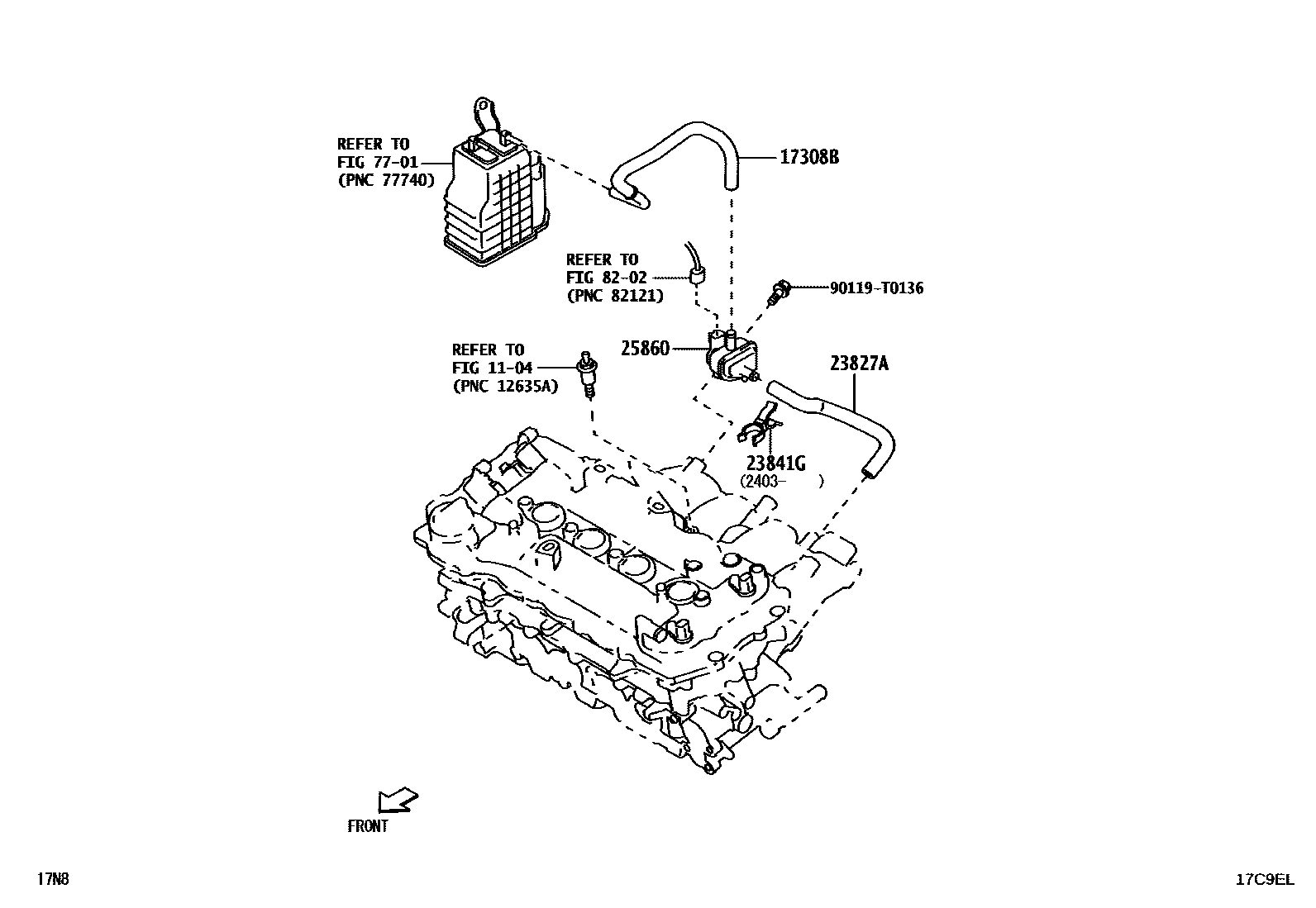 Toyota YARIS vacuum tube EPC diagram — 17C9EL