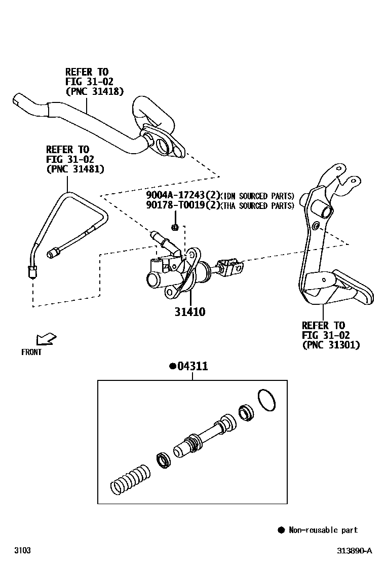 Toyota YARIS 离合器总泵 EPC diagram — 313890A