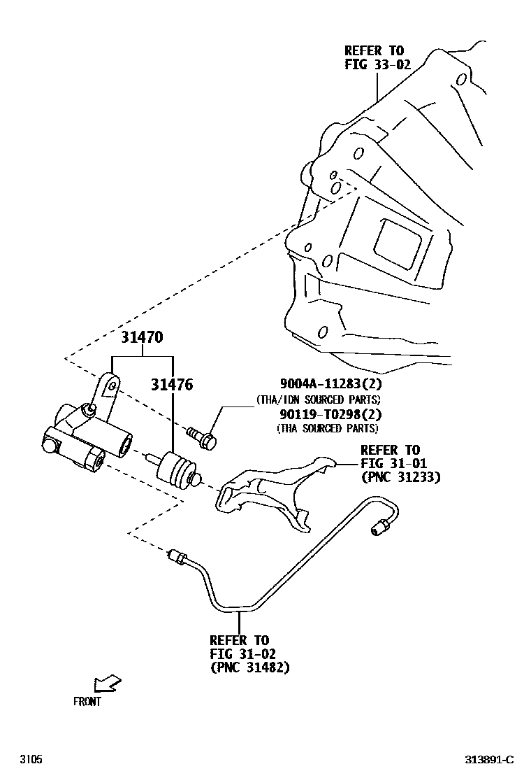 Toyota YARIS 离合器分离缸 EPC diagram — 313891C