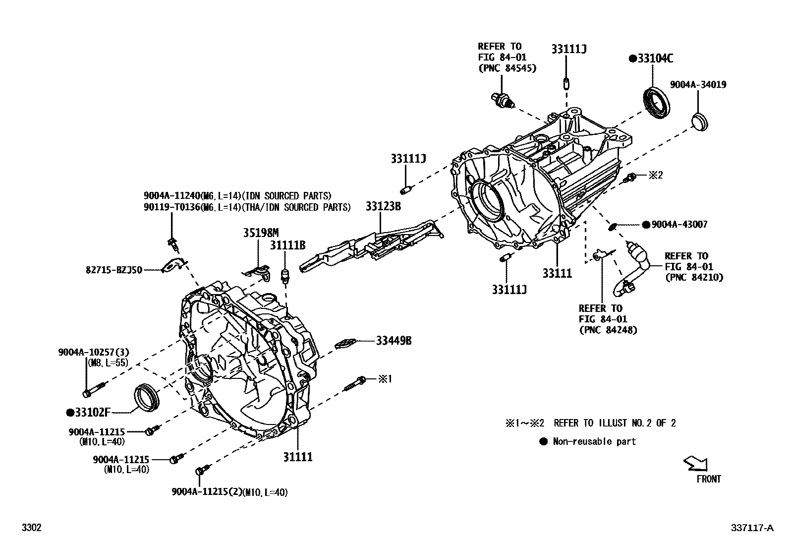 Toyota YARIS 离合器壳和变速器壳(MTM) EPC diagram — 337117A