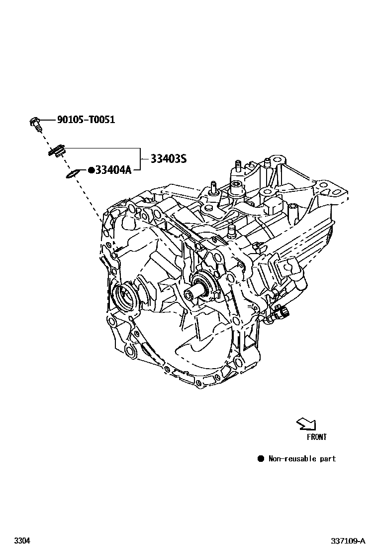 Toyota YARIS 速度表从动齿轮(MTM) EPC diagram — 337109A