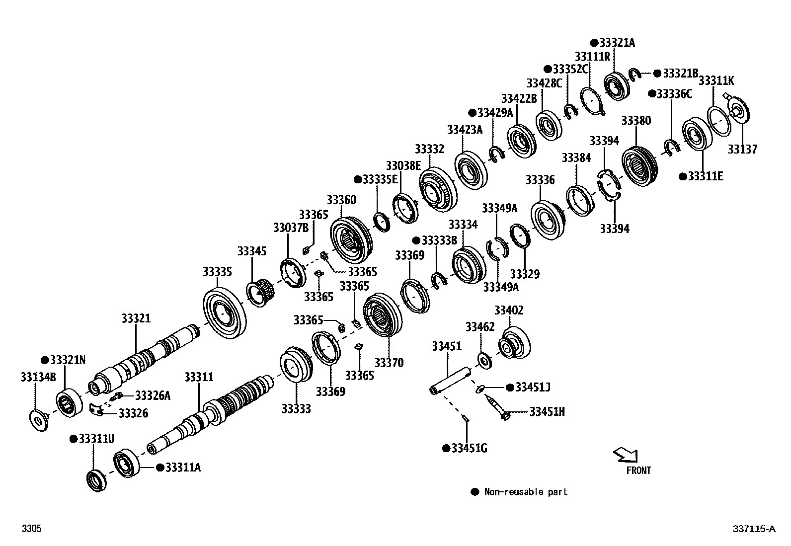 Toyota YARIS 变速器齿轮(MTM) EPC diagram — 337115A
