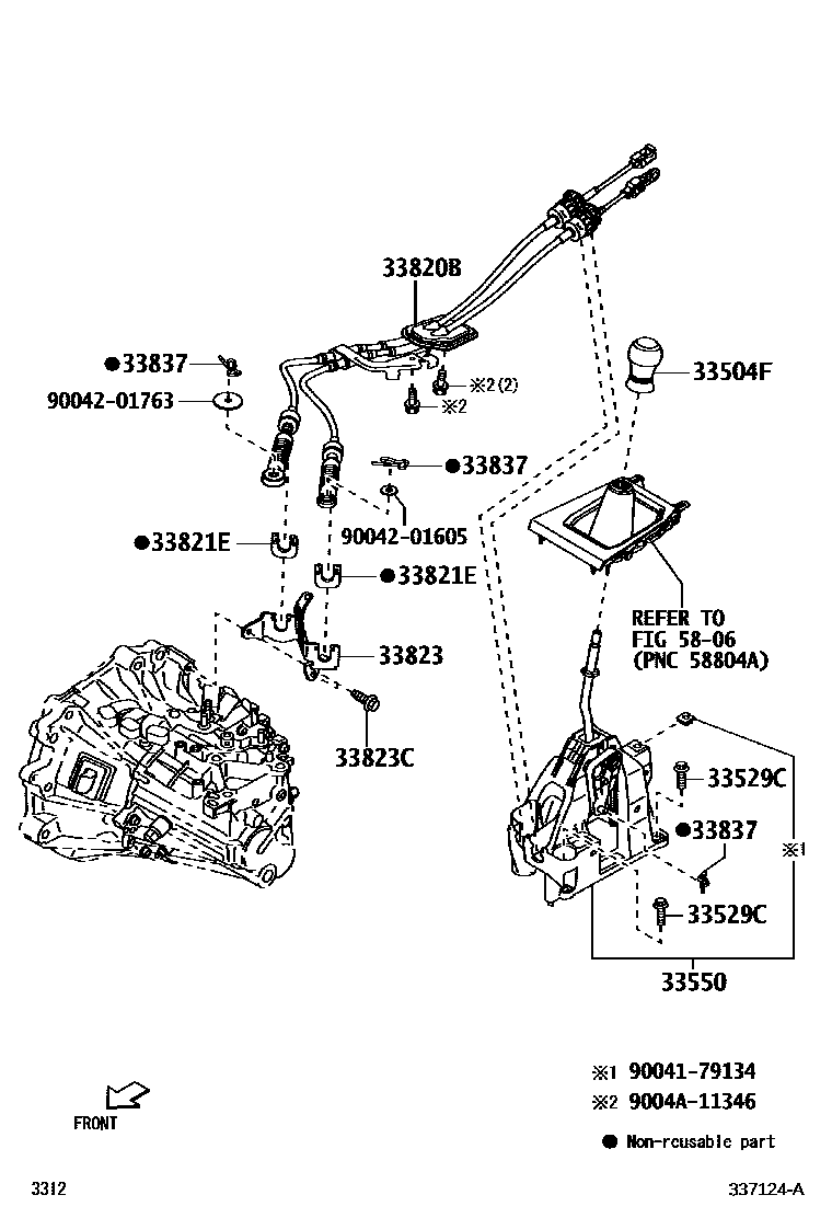 Toyota YARIS Shift Lever & Retainer EPC diagram — 337124A