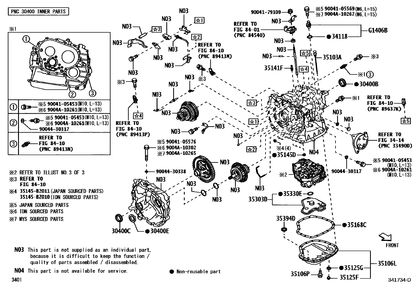 Toyota YARIS 传动桥总成(CVT) EPC diagram — 341734D