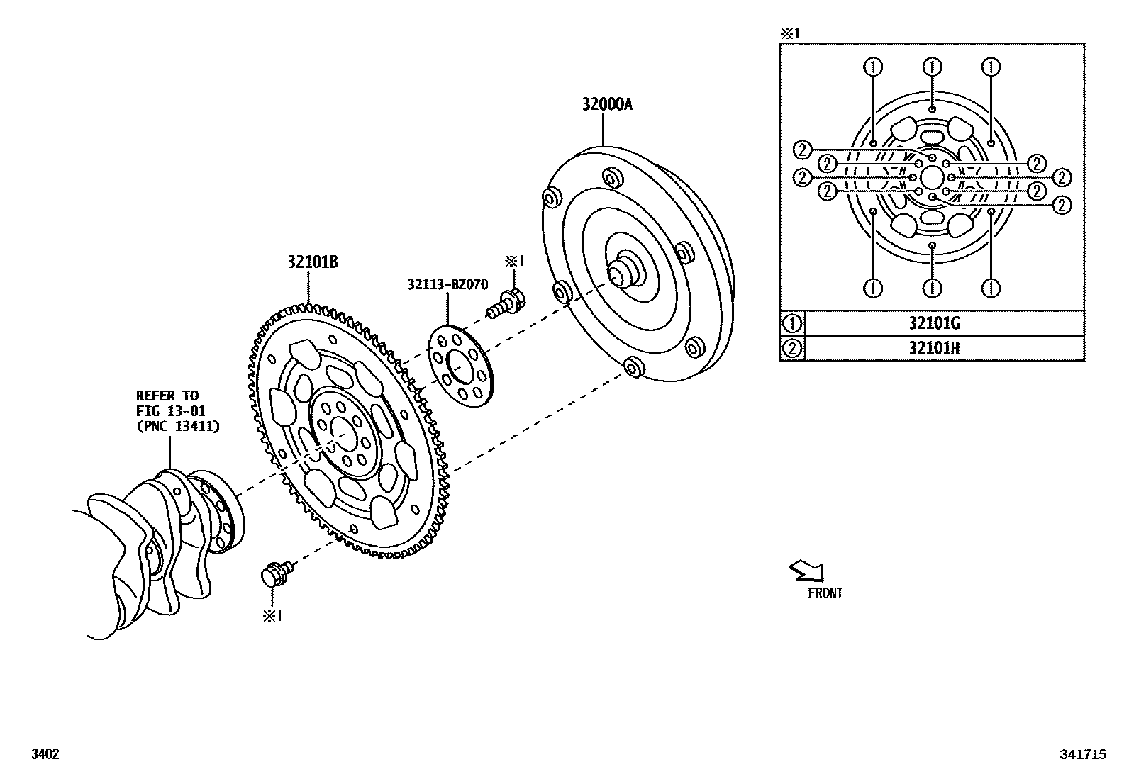 Toyota YARIS 变矩器、前油泵(CVT) EPC diagram — 341715
