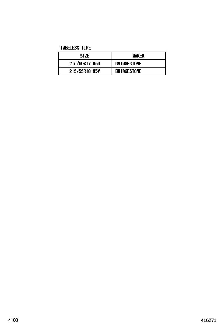 Toyota YARIS 车轮和车轮盖 EPC diagram — 416271