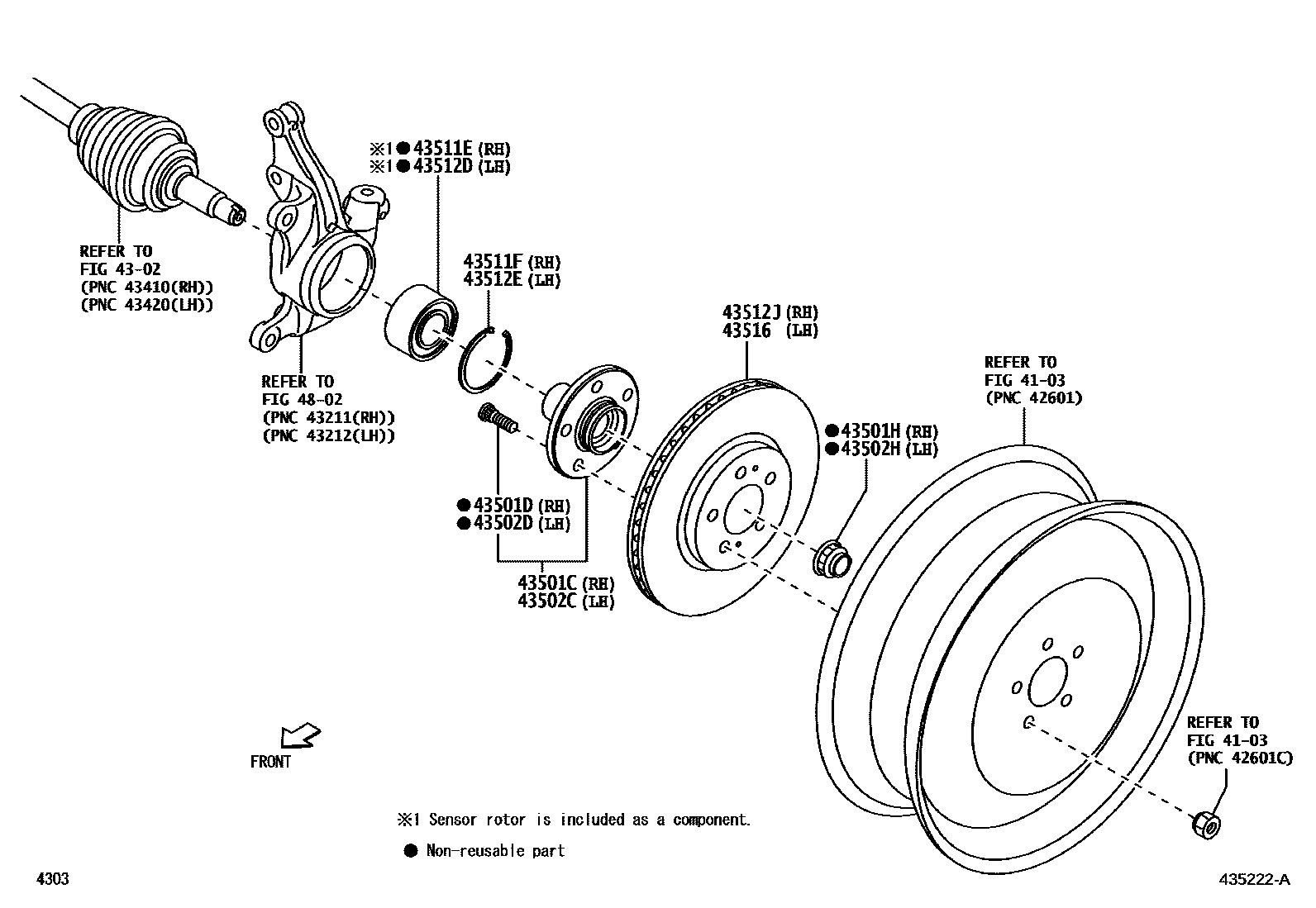 Toyota YARIS Front Axle Hub EPC diagram — 435222A