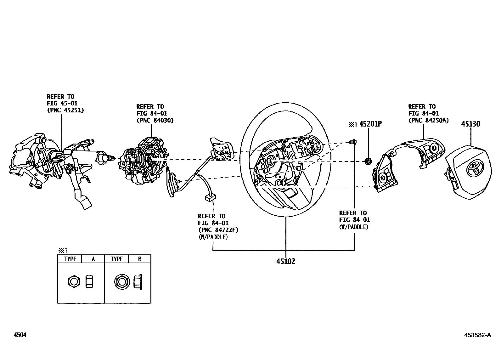 Toyota YARIS Steering Wheel EPC diagram — 458582A