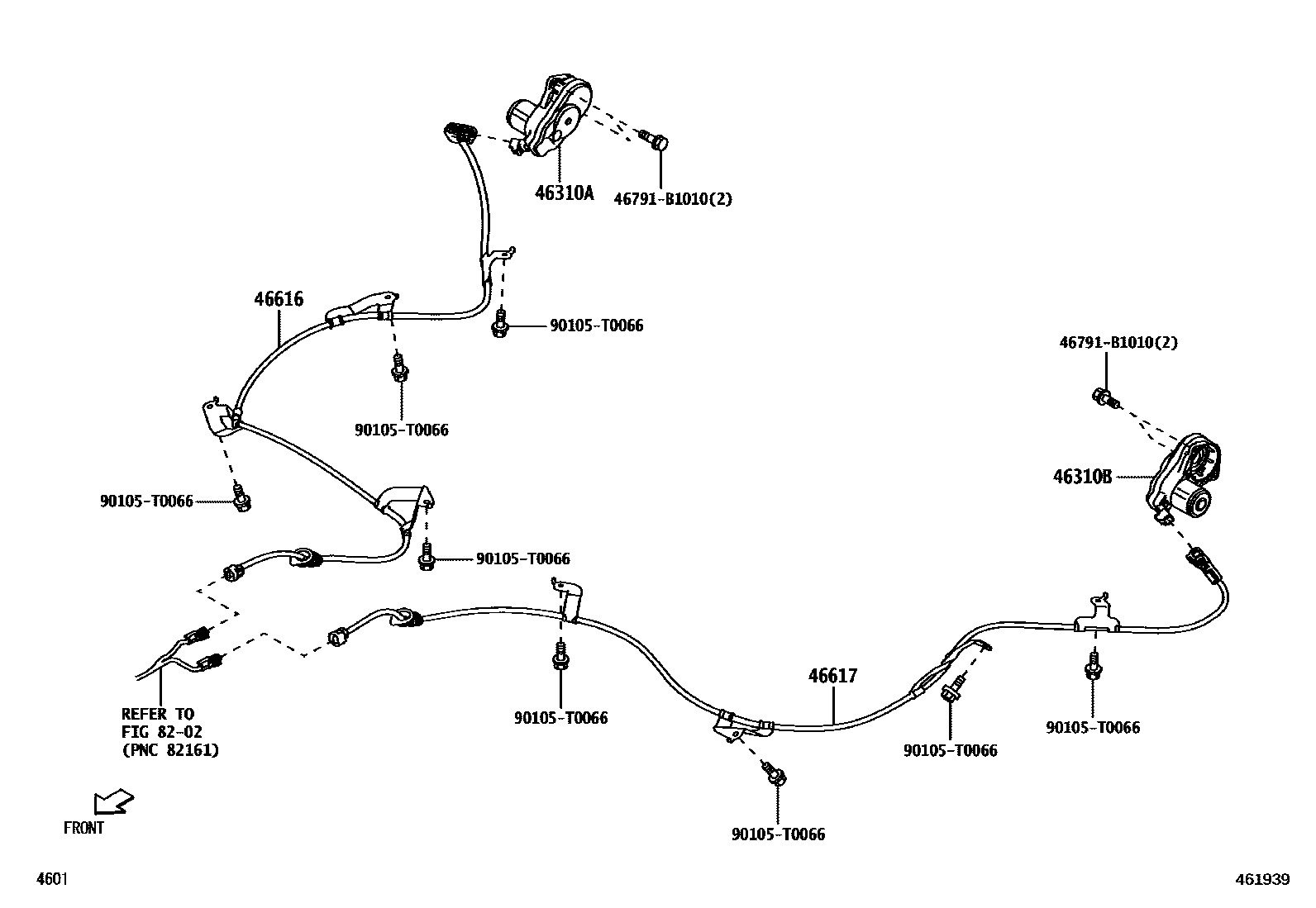 Toyota YARIS Parking Brake & Cable EPC diagram — 461939