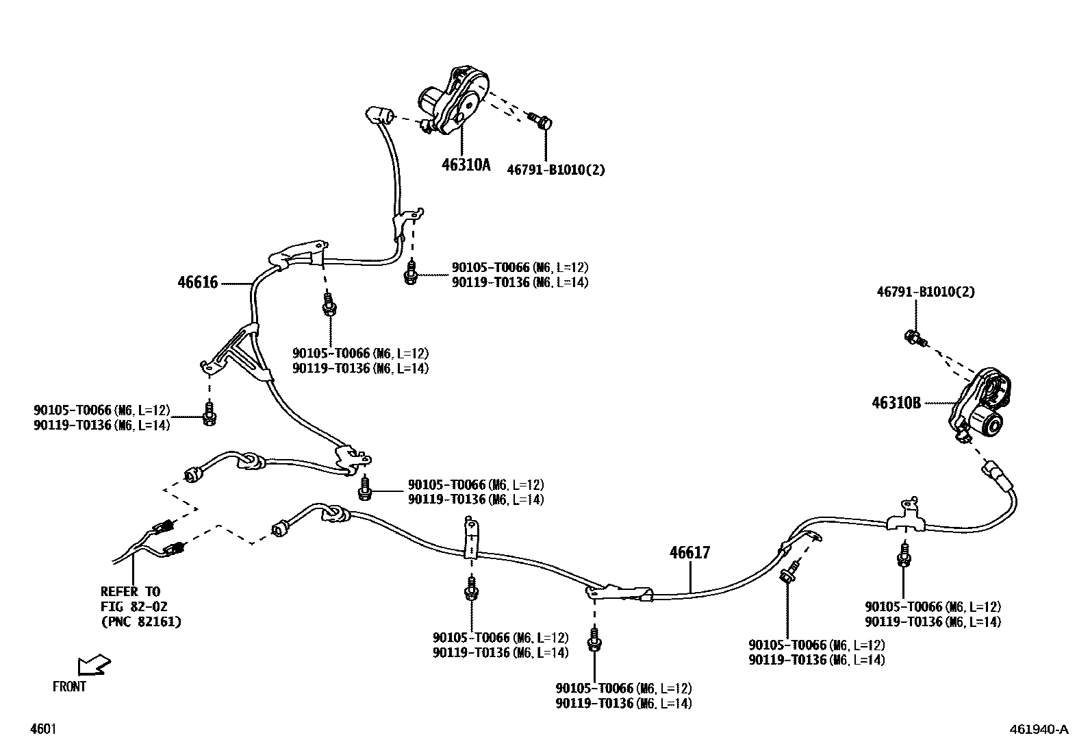 Toyota YARIS Parking Brake & Cable EPC diagram — 461940A