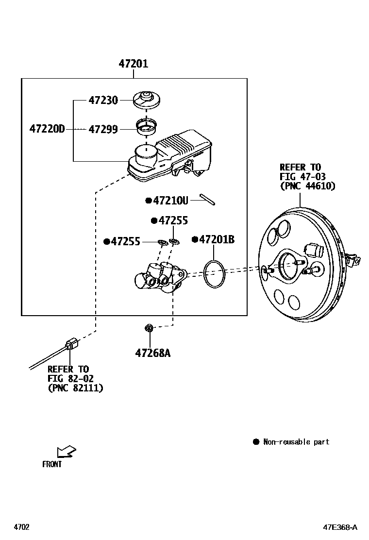 Toyota YARIS 制动总泵 EPC diagram — 47E368A