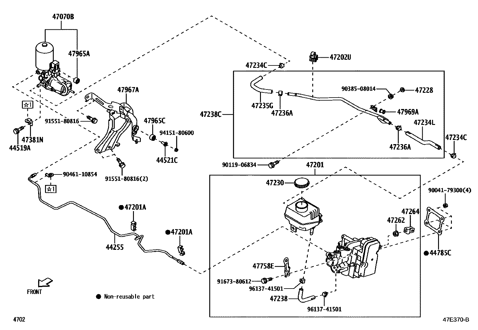 Toyota YARIS 制动总泵 EPC diagram — 47E370B