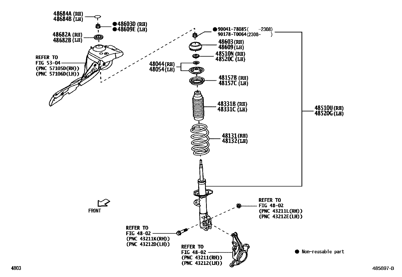 Toyota YARIS Front Spring & Shock Absorber EPC diagram — 485897B