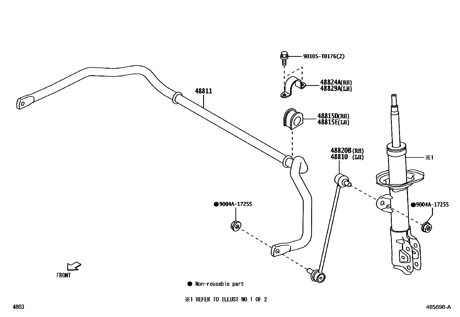 Toyota YARIS Front Spring & Shock Absorber EPC diagram — 485898A