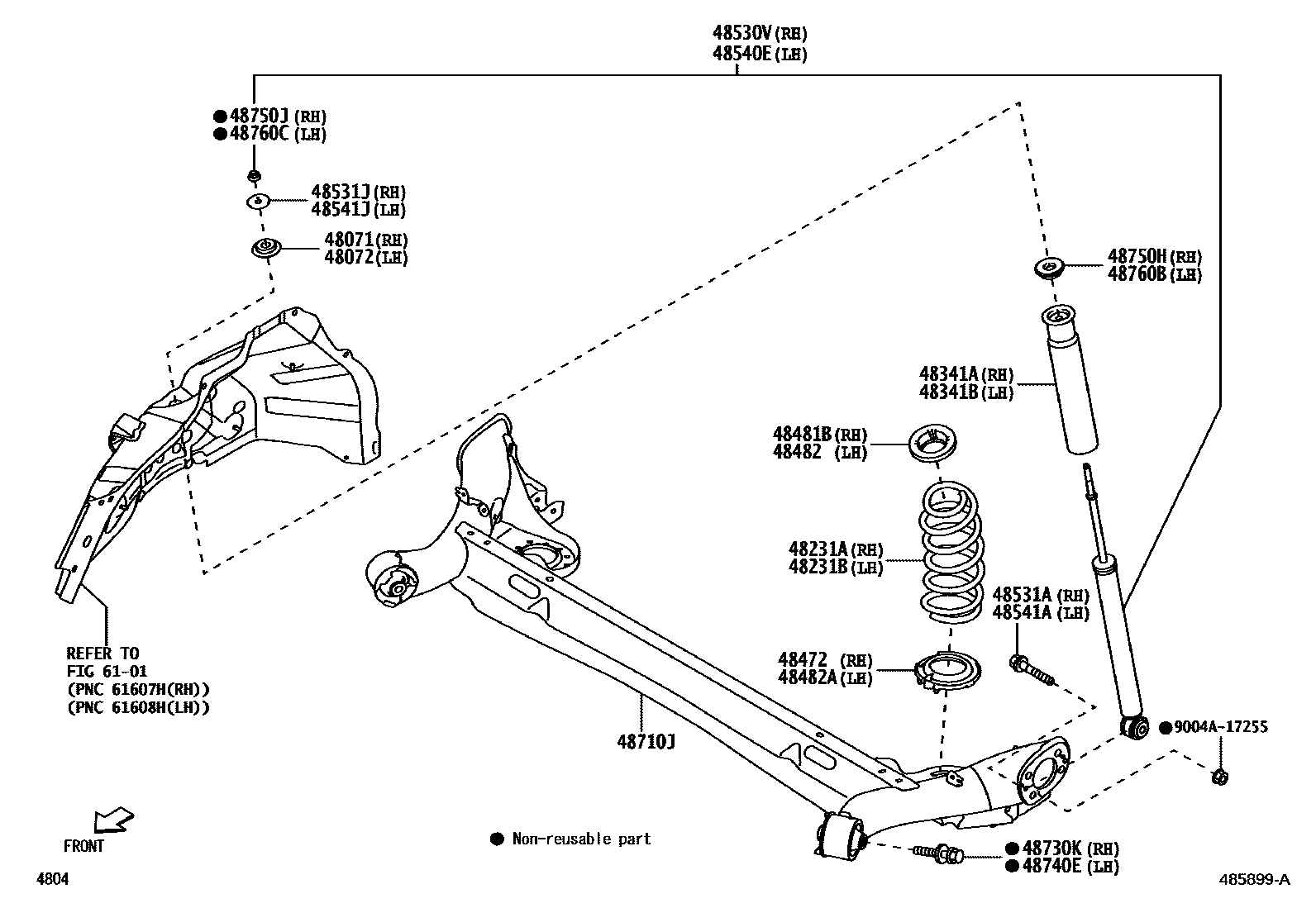Toyota YARIS Rear Spring & Shock Absorber EPC diagram — 485899A