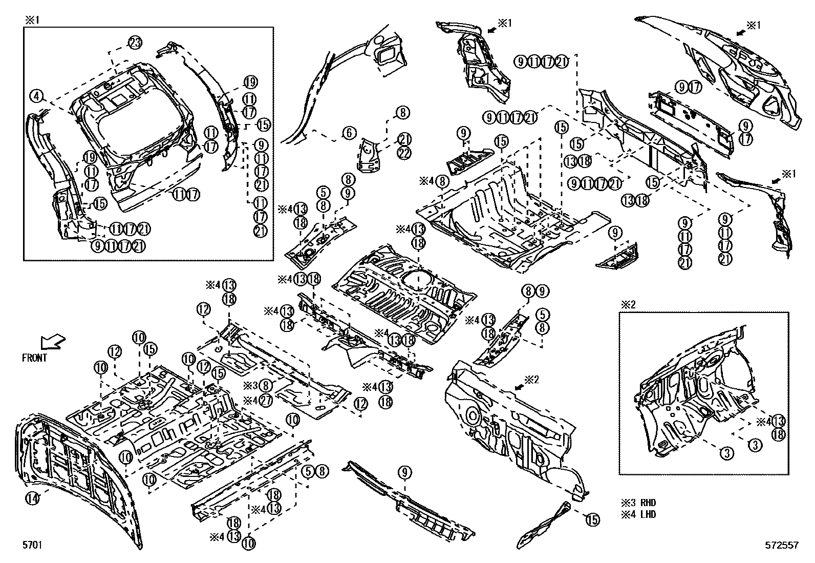 Toyota YARIS hole plug EPC diagram — 572557