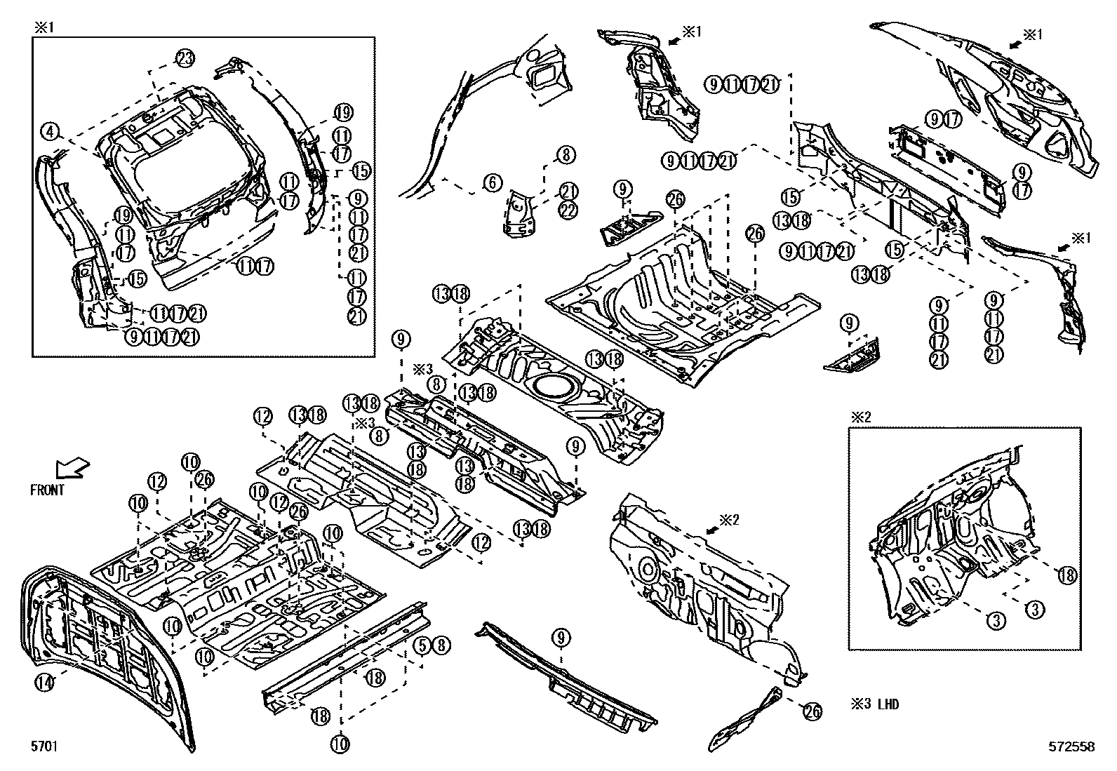 Toyota YARIS hole plug EPC diagram — 572558