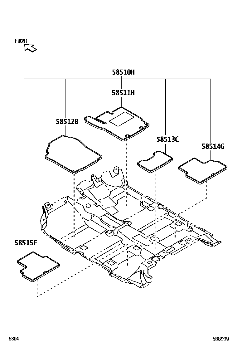 Toyota YARIS 地板垫和地毯 EPC diagram — 588939