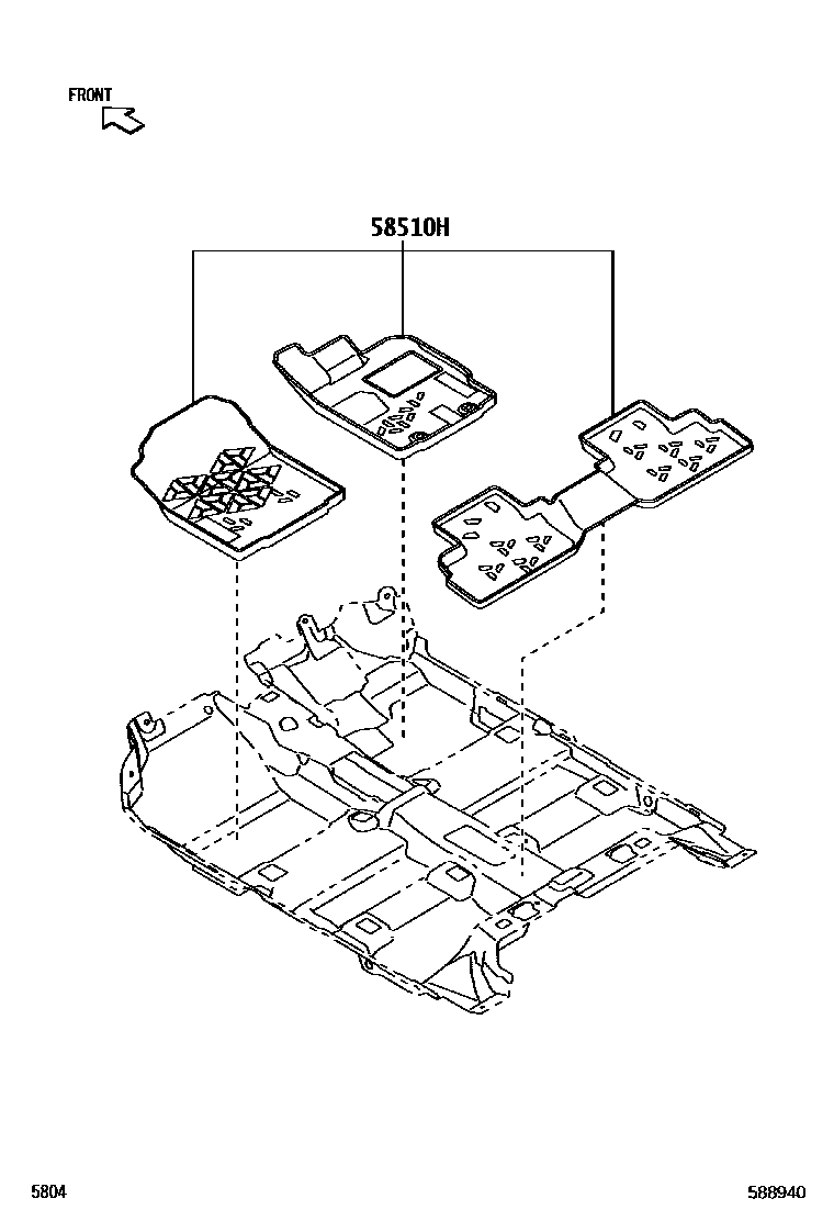 Toyota YARIS 地板垫和地毯 EPC diagram — 588940