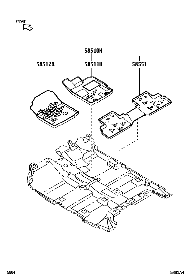 Toyota YARIS 地板垫和地毯 EPC diagram — 5891A4