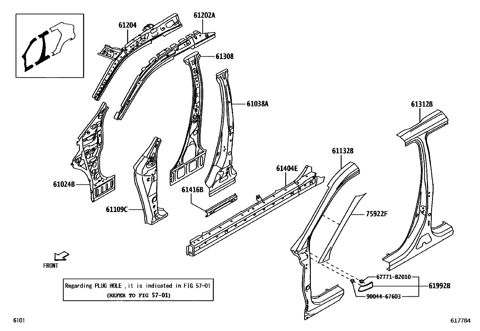 Toyota YARIS 侧梁 EPC diagram — 617784