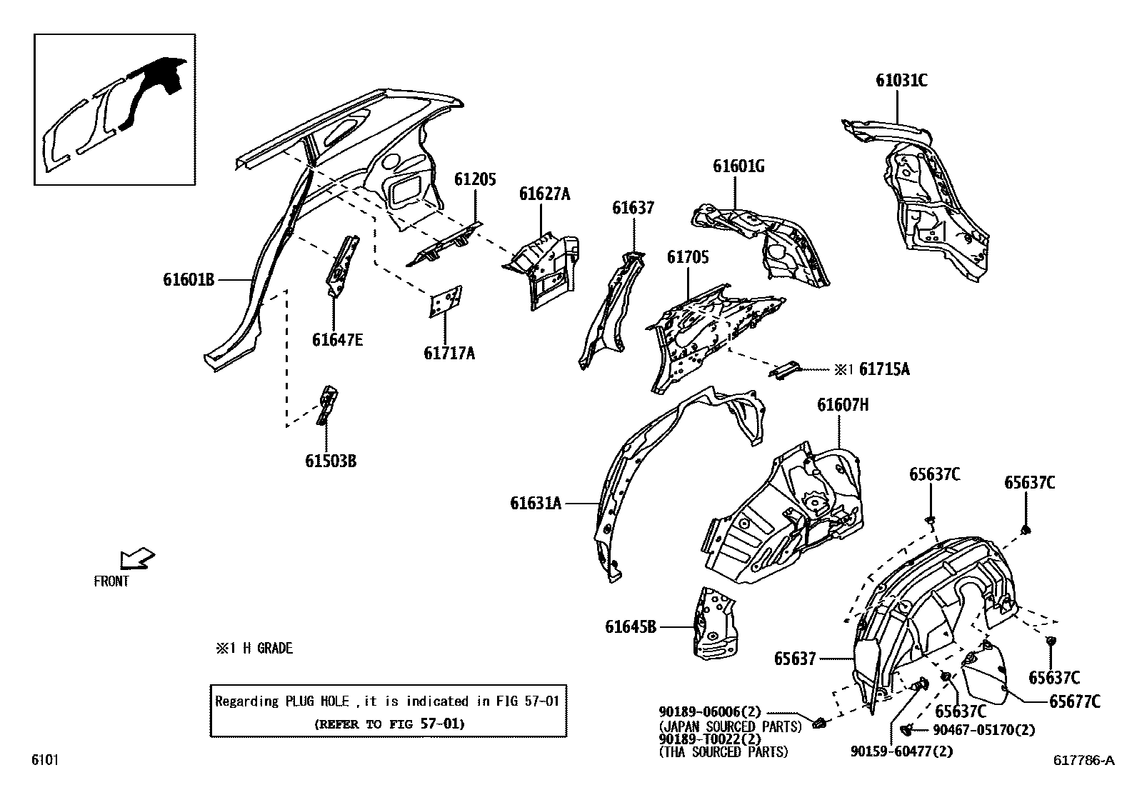 Toyota YARIS 侧梁 EPC diagram — 617786A