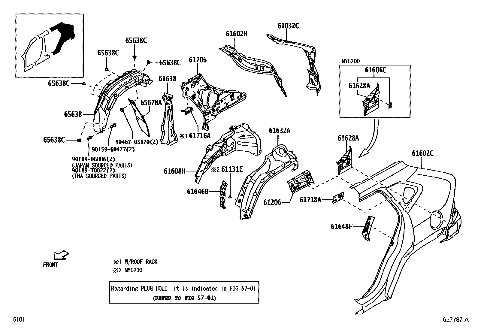 Toyota YARIS 侧梁 EPC diagram — 617787A