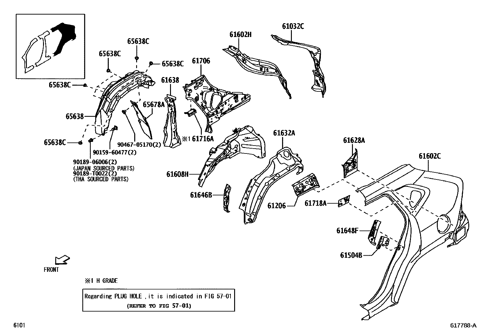 Toyota YARIS 侧梁 EPC diagram — 617788A
