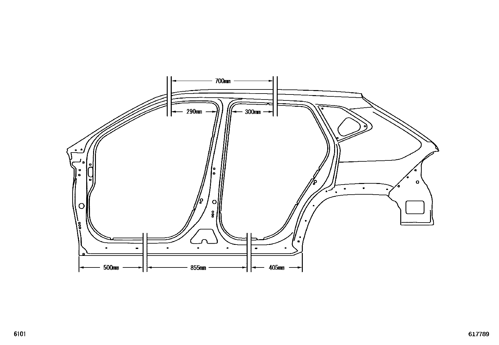 Toyota YARIS 侧梁 EPC diagram — 617789