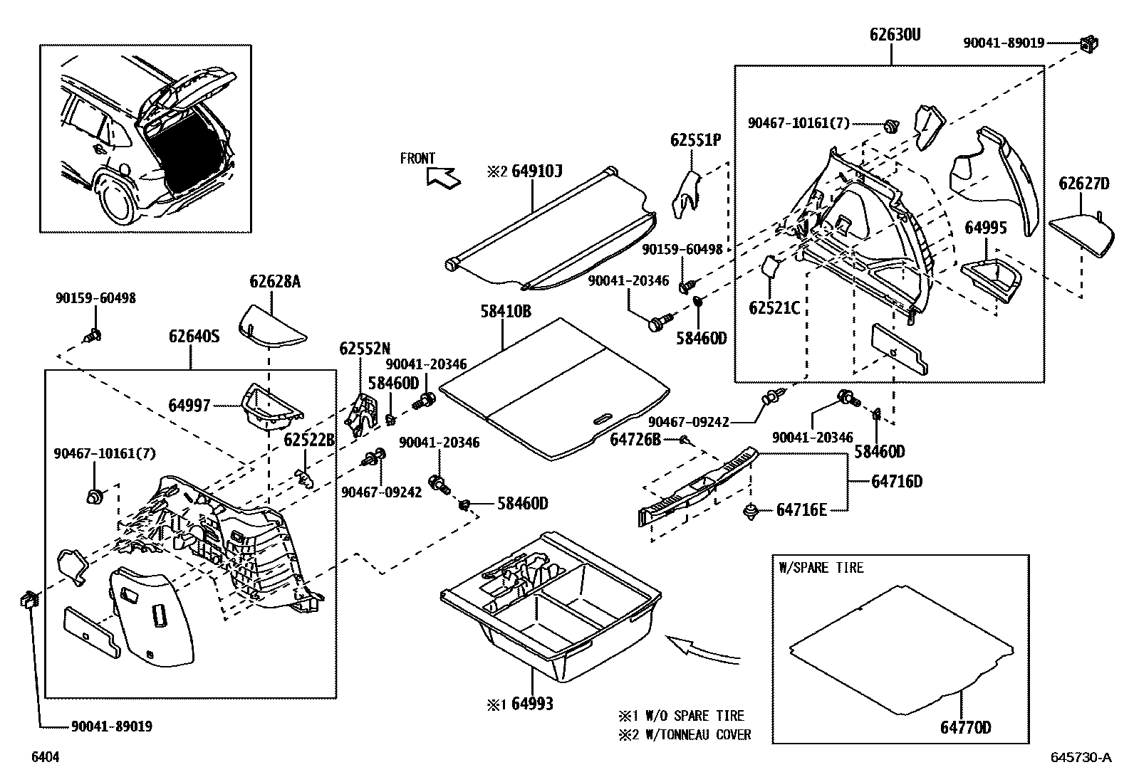 Toyota YARIS 底板和底板装饰罩 EPC diagram — 645730A