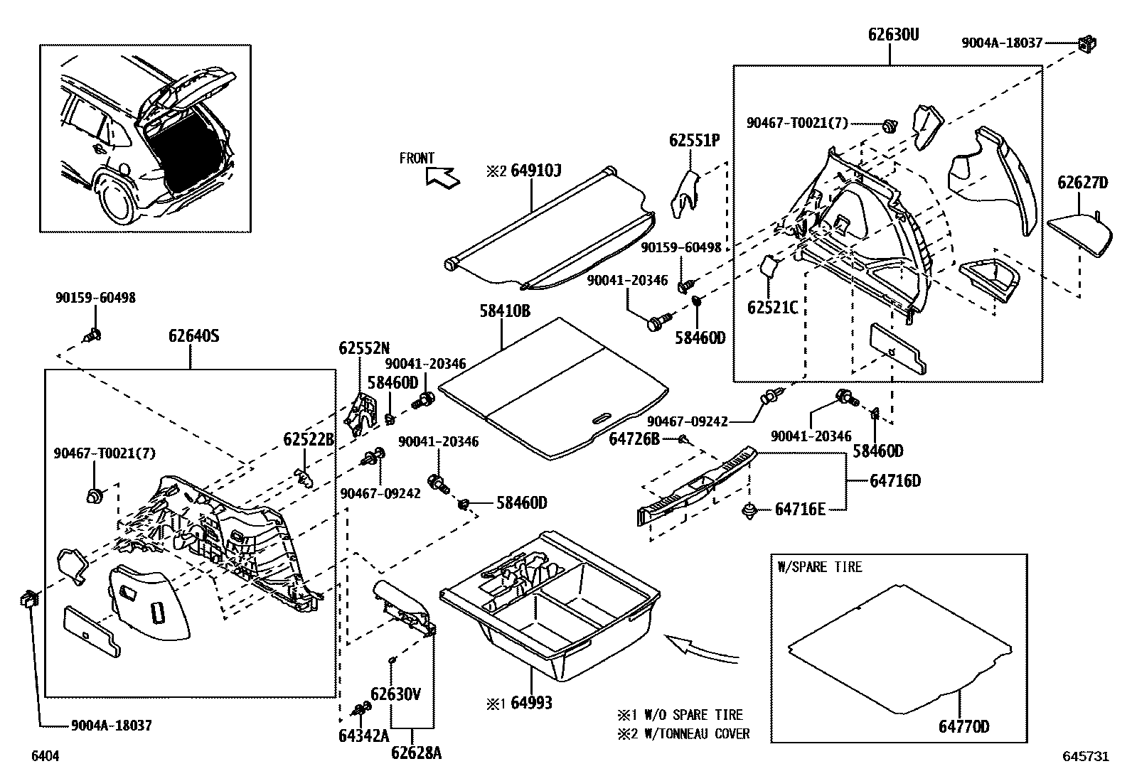 Toyota YARIS 底板和底板装饰罩 EPC diagram — 645731