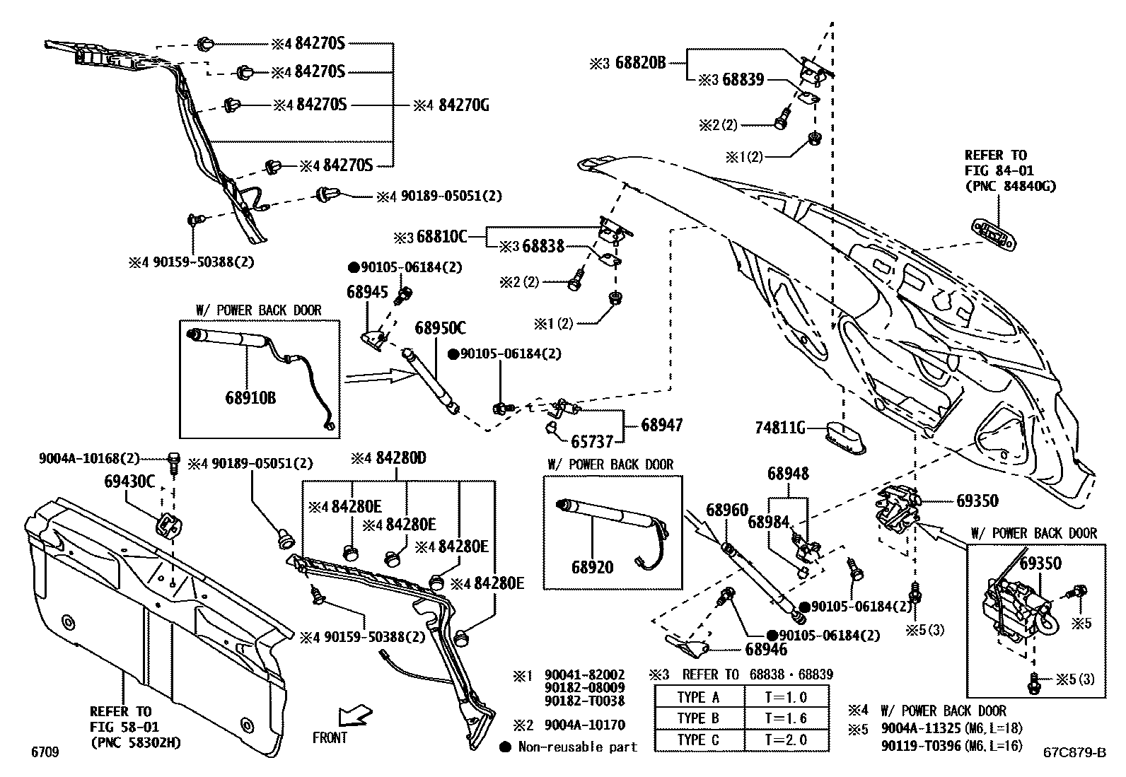 Toyota YARIS 背门锁和背门把手 EPC diagram — 67C879B