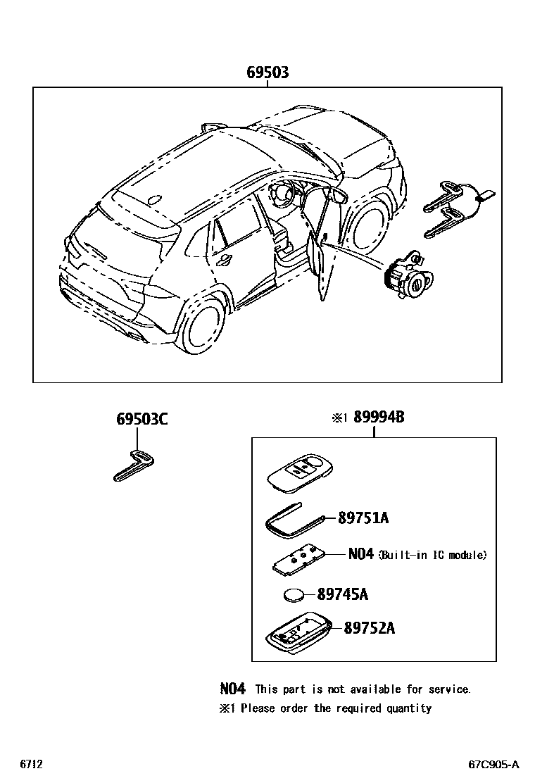 Toyota YARIS 锁芯组件 EPC diagram — 67C905A