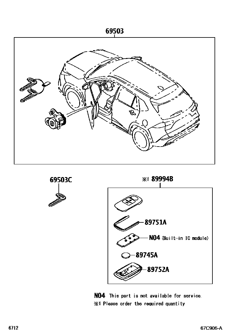 Toyota YARIS 锁芯组件 EPC diagram — 67C906A