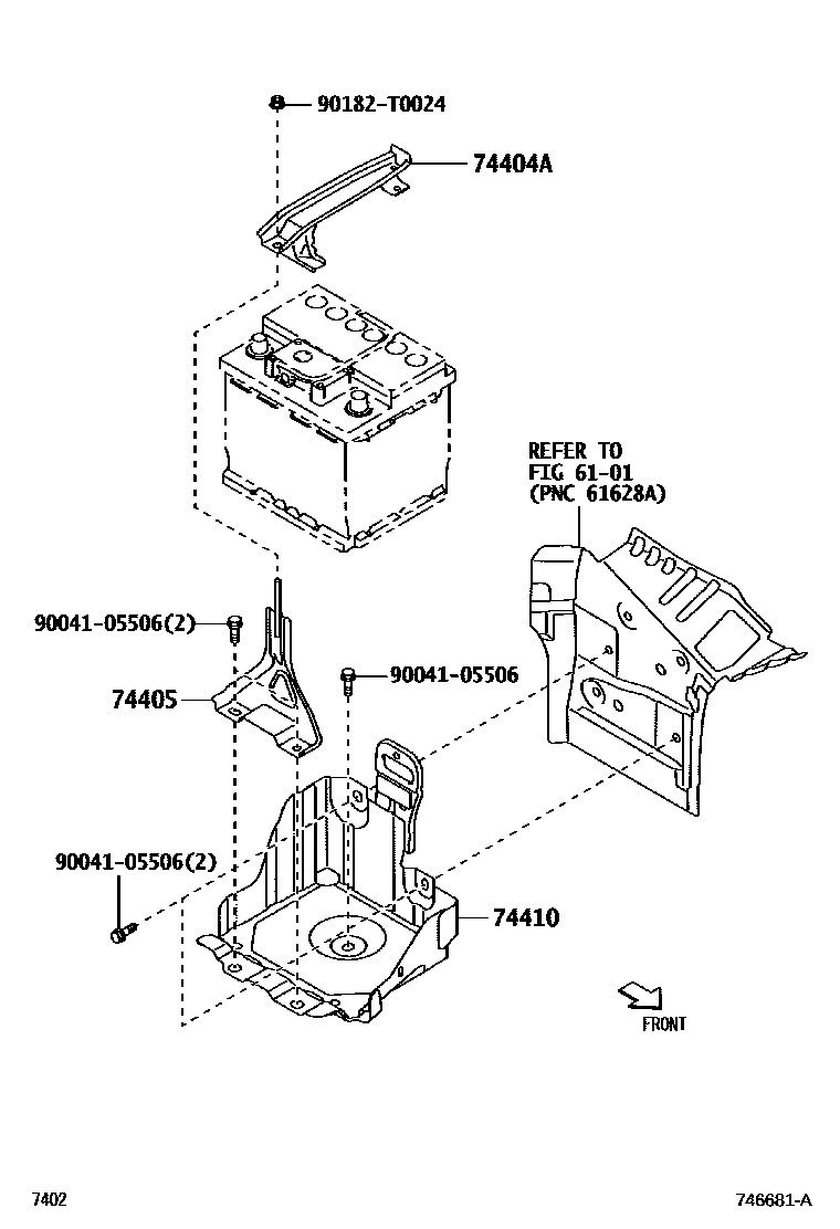Toyota YARIS battery holder EPC diagram — 746681A