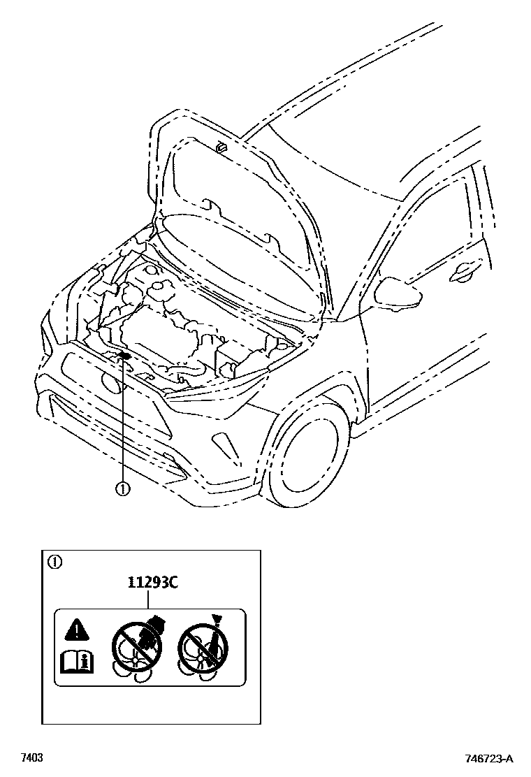 Toyota YARIS 警示铭牌(车外和车内) EPC diagram — 746723A