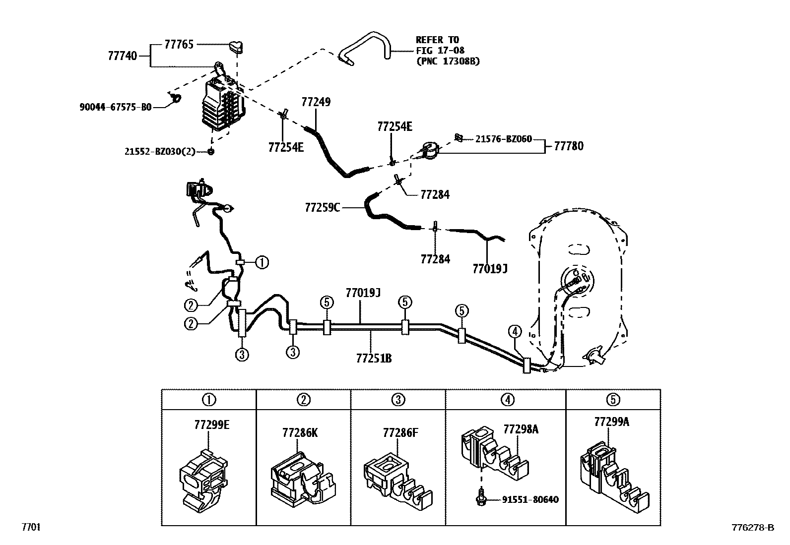 Toyota YARIS 燃油箱和燃油管 EPC diagram — 776278B