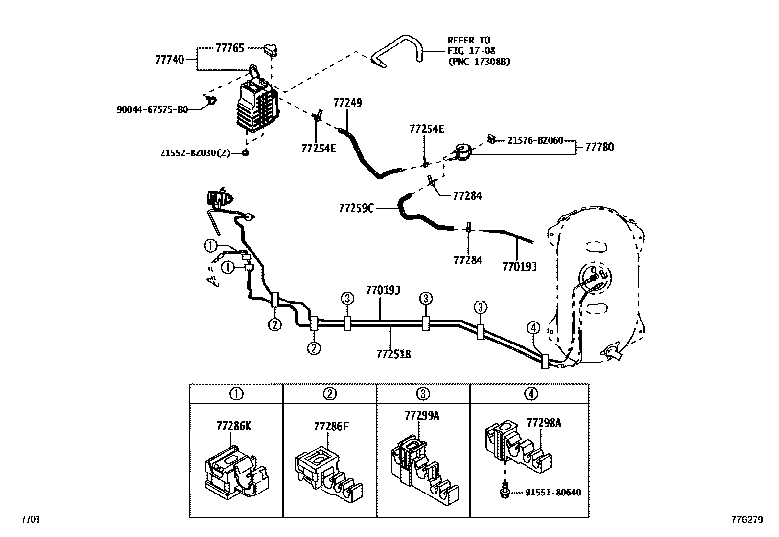 Toyota YARIS 燃油箱和燃油管 EPC diagram — 776279