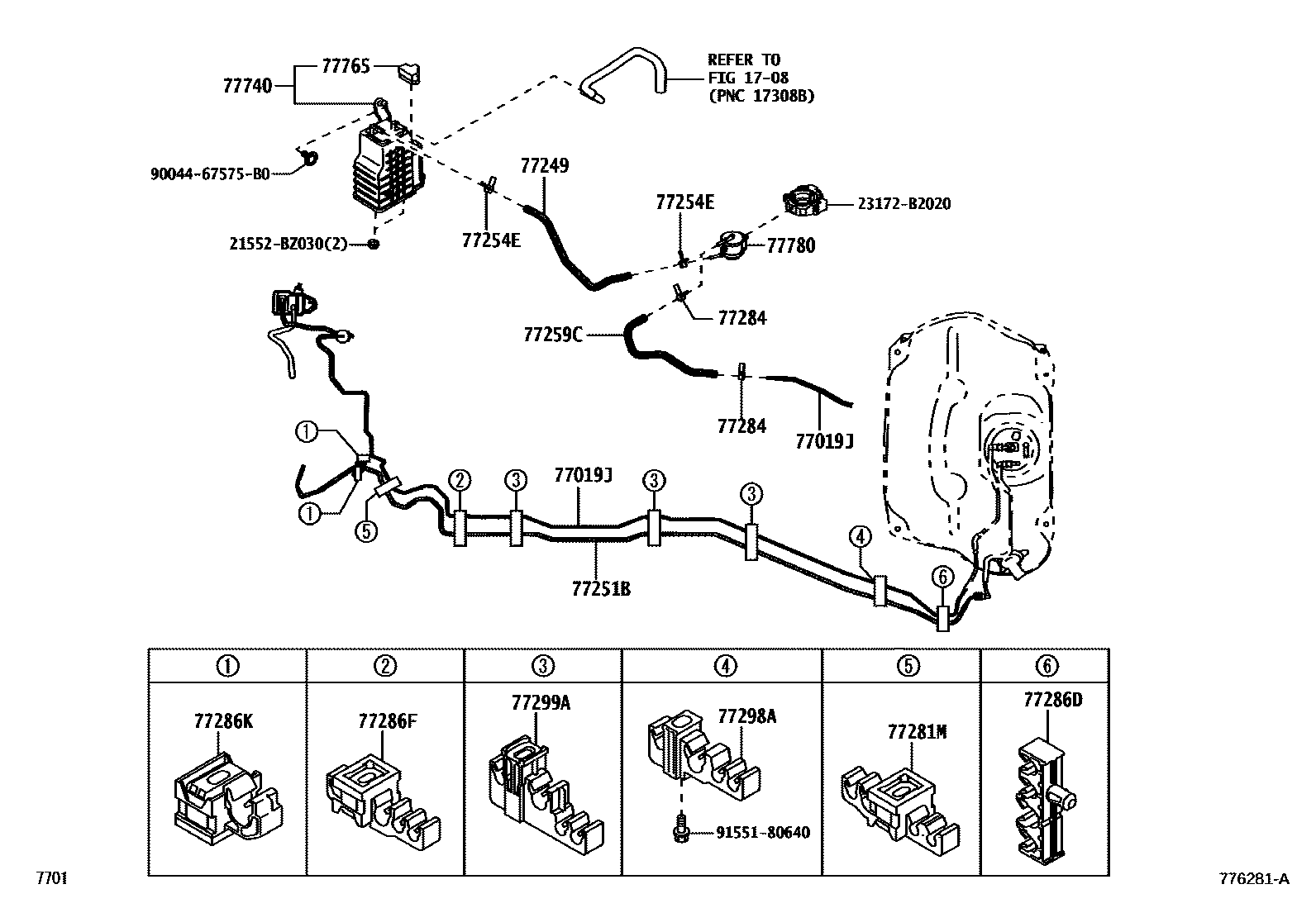 Toyota YARIS 燃油箱和燃油管 EPC diagram — 776281A