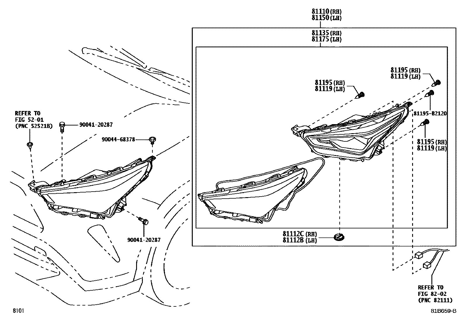 Toyota YARIS Headlamp EPC diagram — 81B659B