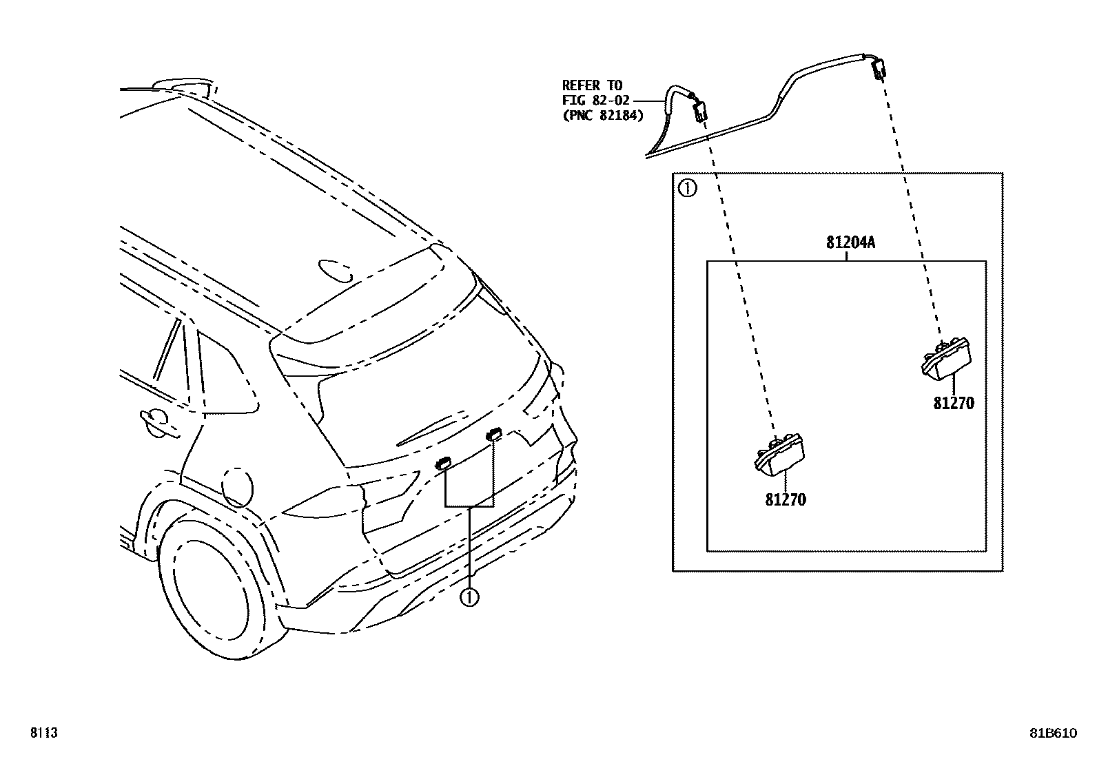Toyota YARIS 后牌照灯 EPC diagram — 81B610