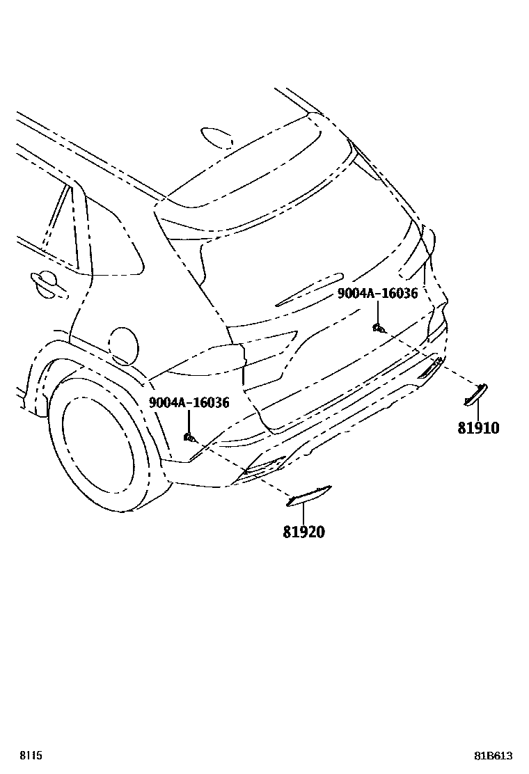 Toyota YARIS reflector EPC diagram — 81B613