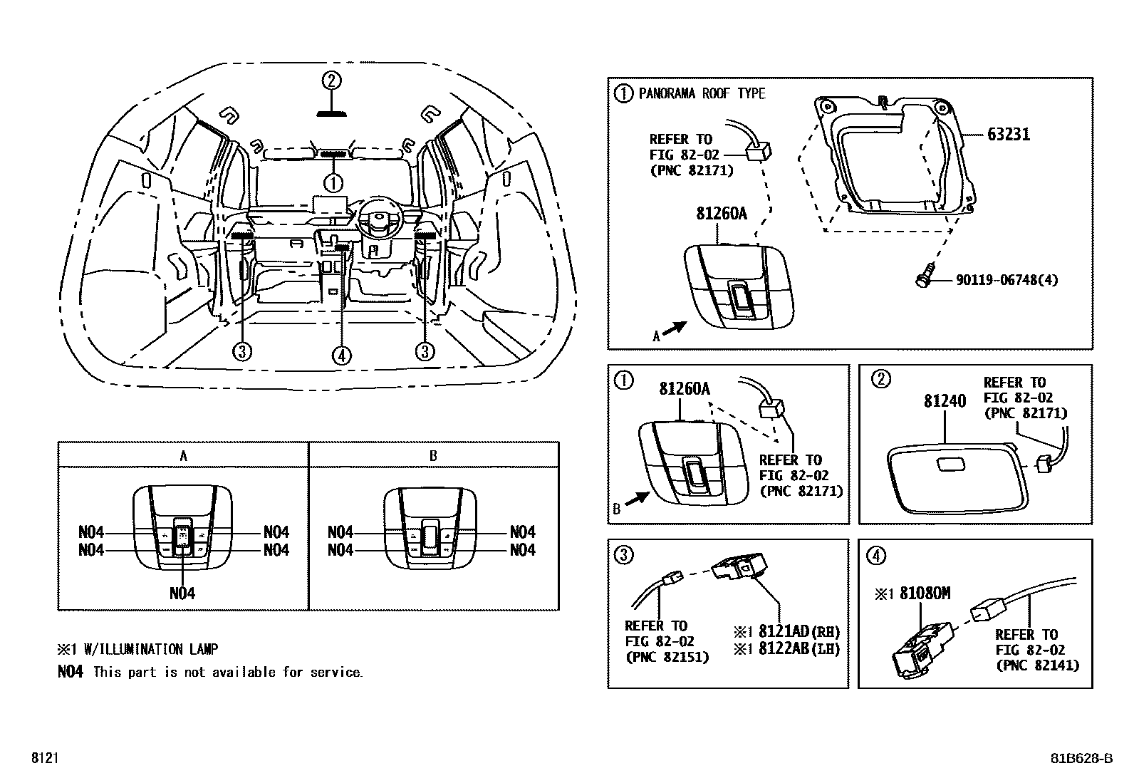 Toyota YARIS 车内灯 EPC diagram — 81B628B